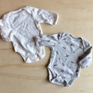 Old Navy newborn Fox and Dotted Line Onesies